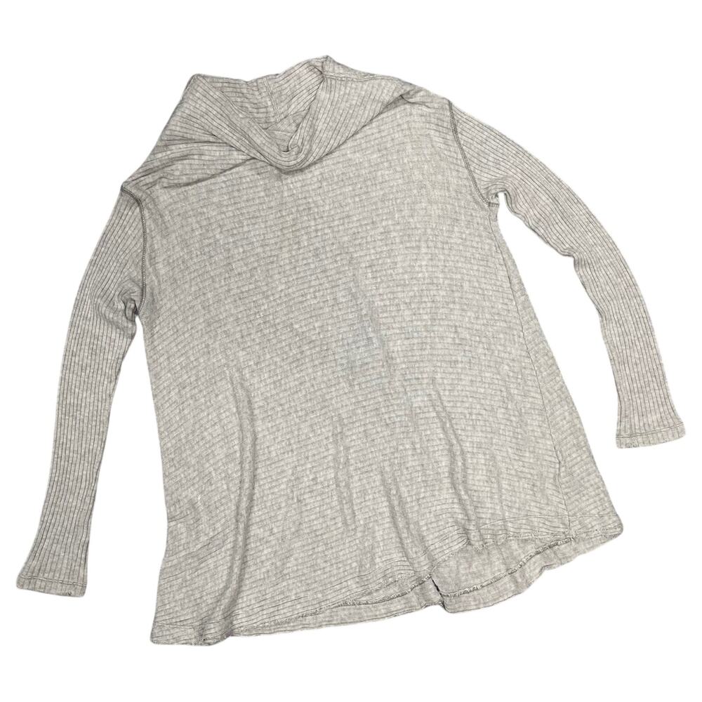 We The Free People Long Sleeve Hi Neck Cut Out Open Back Medium Gray Ribbed